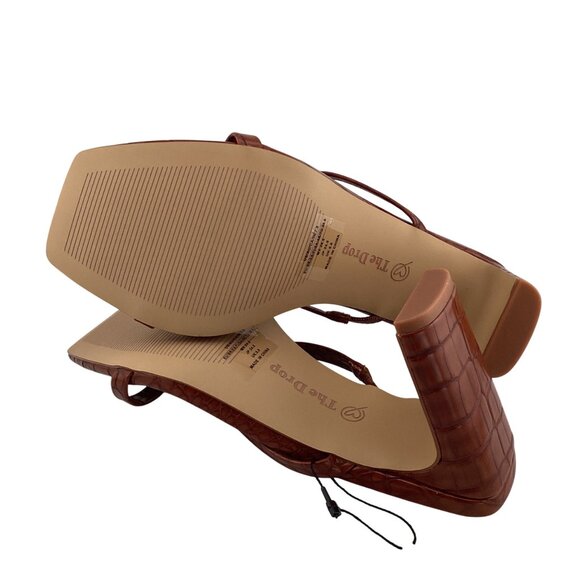 The Drop Heels Size 7.5 NWOB Tortoise Shell Womens Avery Square Toe Two Strap Sa - Picture 9 of 9